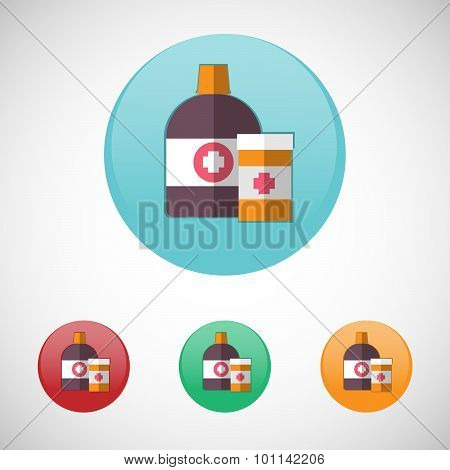 Mixture Solution Bottles Vector Icon Set.