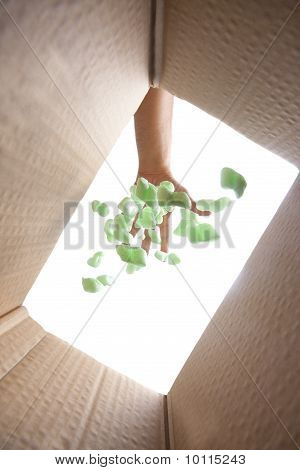 Hand werfen Verpackung Polyfoam in Karton