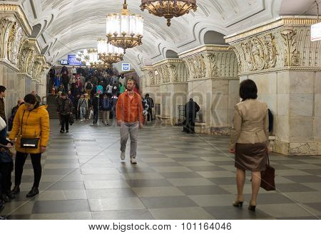 Moscow, Russia -27.04.2015. Subway Stations Prospekt Mira. Moscow Metro Carries Over 7 Million Passe