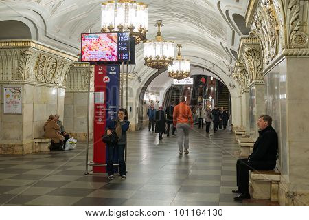 Moscow, Russia -27.04.2015. Subway Stations Prospekt Mira. Moscow Metro Carries Over 7 Million Passe