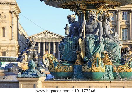 Fontain At The Concorde Square, Paris, France