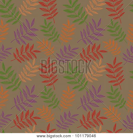 Rowan leaves seamless pattern