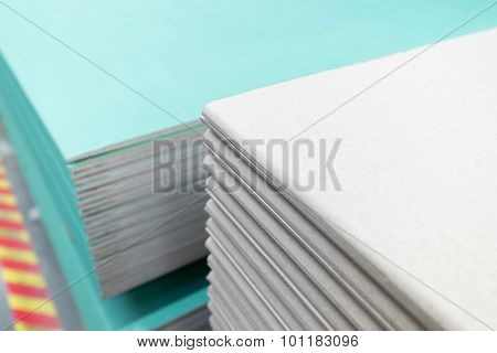 Stack Of Gypsum Board Preparing For Construction