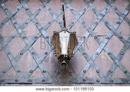 Street Lamp On Wrought Iron Gates