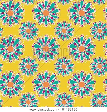 Flower Yellow Violet Blue Pattern