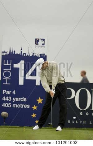 KENT ENGLAND, 27 MAY 2009. Martin KAYMER (GER) teeing off on the 14th tee playing in the first round of the European Tour European Open golf tournament. i