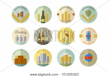 Vector flat beer badges.