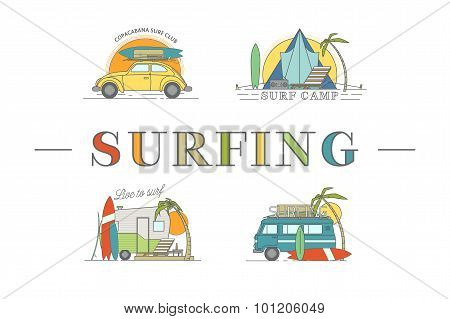 Vector line surfing illustration.