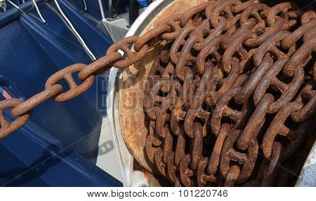Close-up Detail of Heavy Anchor Chain