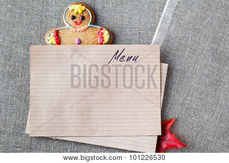 Kid Menu Decoration With Gingerbread Man