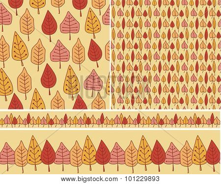 Autumn Seamless patterns and borders.eps