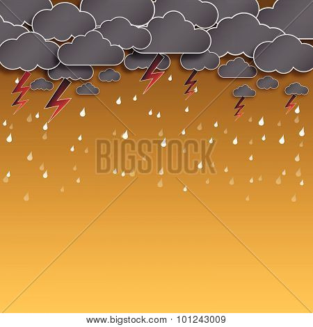 Cloud And Rain, Thunderstorm, Background Vector