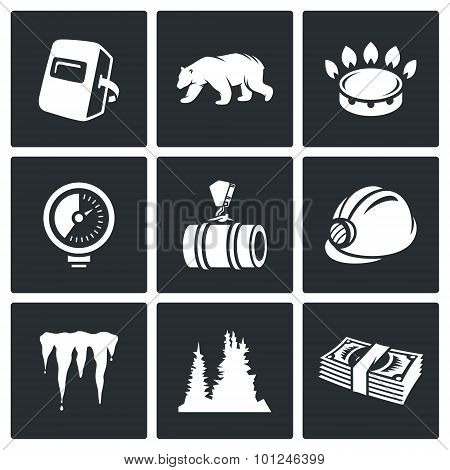 Gas Transit Vector Icons Set