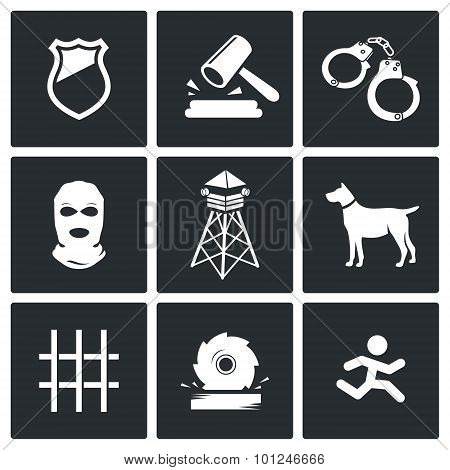 Prison Vector Icons Set