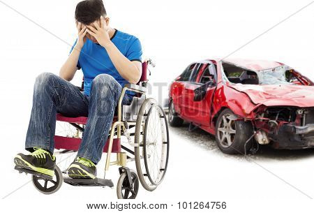 Stress And Disabled Patient With Car Accident Concept