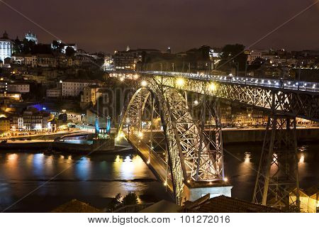 Night View Of City Of Porto, Portugal