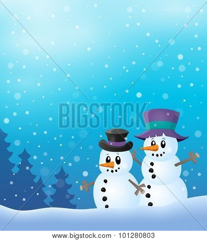 Winter snowmen thematics image 2 - eps10 vector illustration.