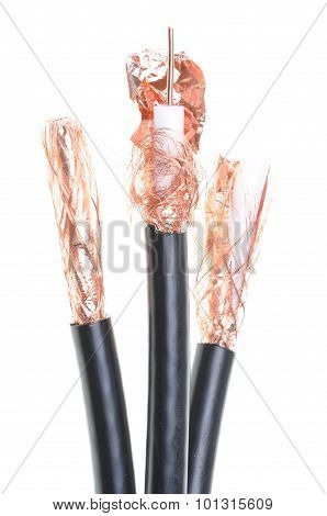 Coaxial cables isolated on white background