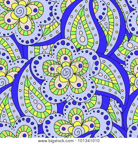 Seamless Doodle Floral Pattern.