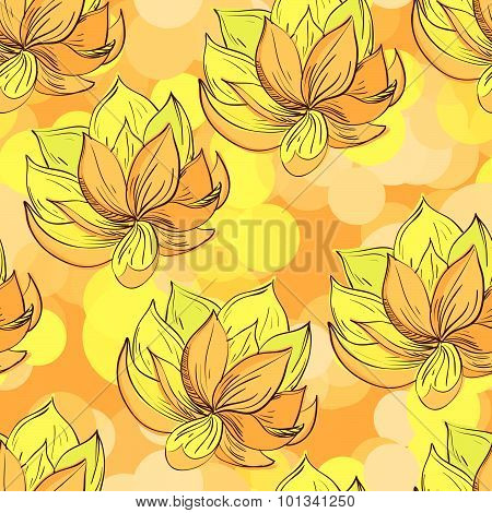 Seamless Pattern With Hand Painted Sketch Flowers