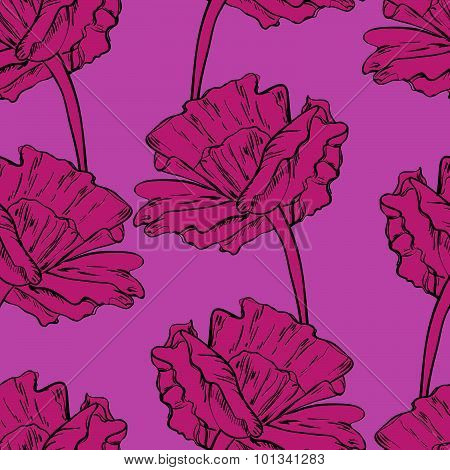 Seamless Pattern With Hand Painted Sketch Flowers