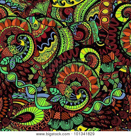 Indian Ethnic Ornament. Vector Illustration. Seamless Pattern.
