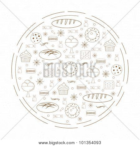 Linear Bakery Elements In Circle.