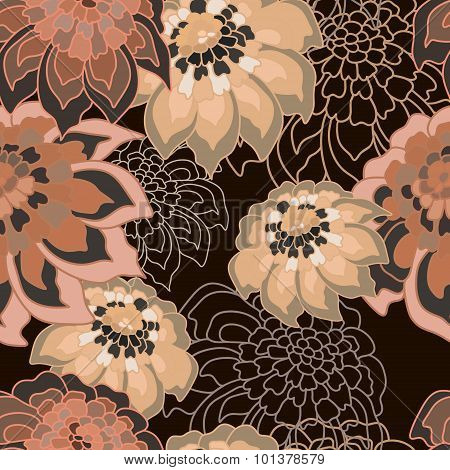 Beige and brown flower pattern.
