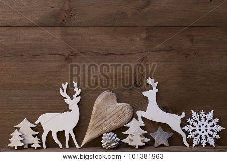 Rustic Christmas Decoration, Heart, Snowflake, Tree, Reindeer