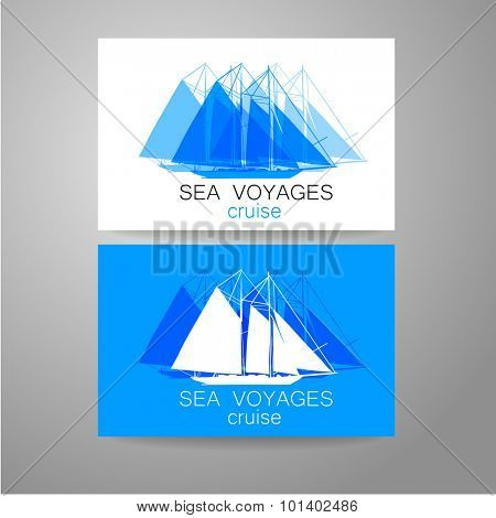 Sea cruise - logo. Design of the presentation of corporate identity on the example of a business card.