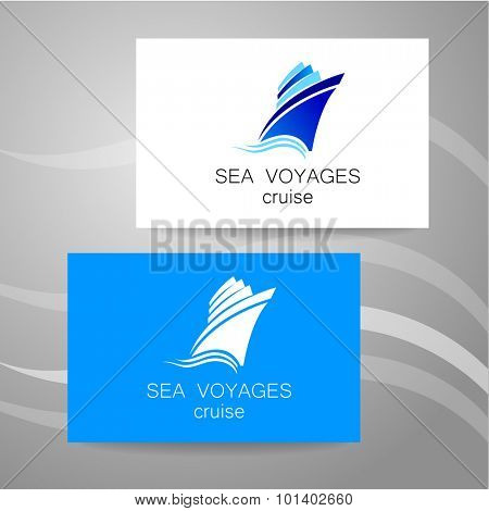 Sea cruise - logo. Design of the presentation of corporate identity on the example of a business card.
