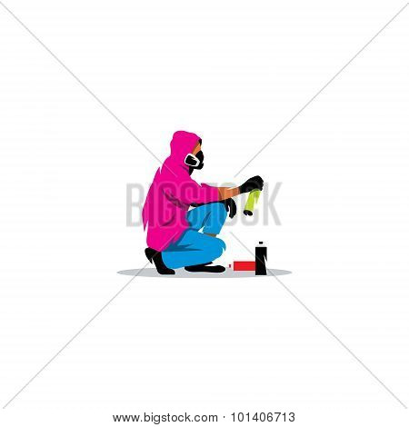 Street artist Boy Sign. Vector Illustration.