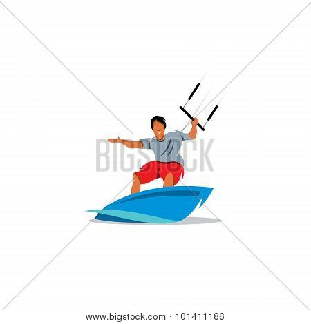 Wakeboarding Sign. Vector Illustration.