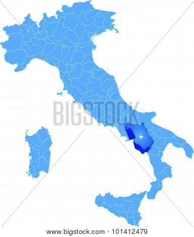 Map Of Italy, Salerno