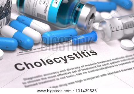 Diagnosis - Cholecystitis. Medical Concept. 3D Render.