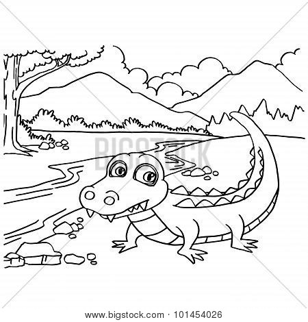 Crocodile coloring pages vector