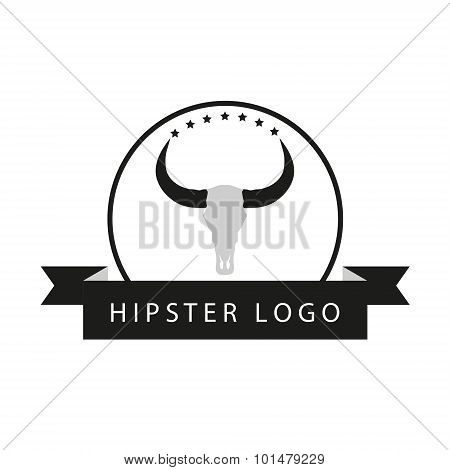 Hipster minimalistic logotype with head of buffalo