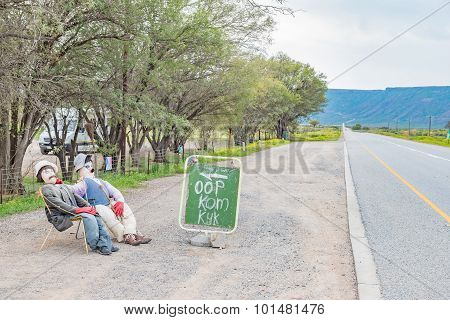 Sign And Display At A Roadstall
