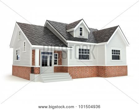 House isolated on white. Real estate concept. 3d
