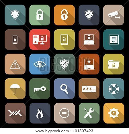 Security Flat Icons With Long Shadow