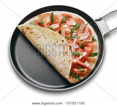 Flatbread With Ham In The Pan
