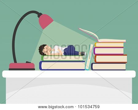 Guy sleeps on book