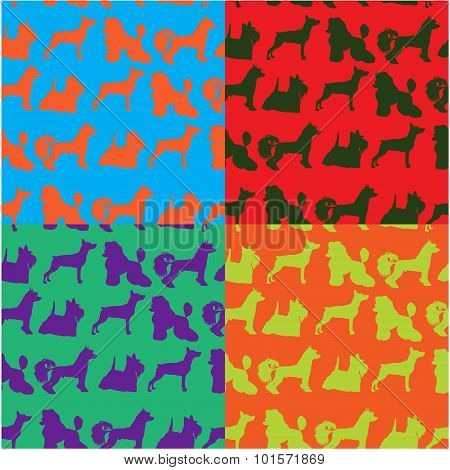 Seamless Pop Art Style Background With Dogs