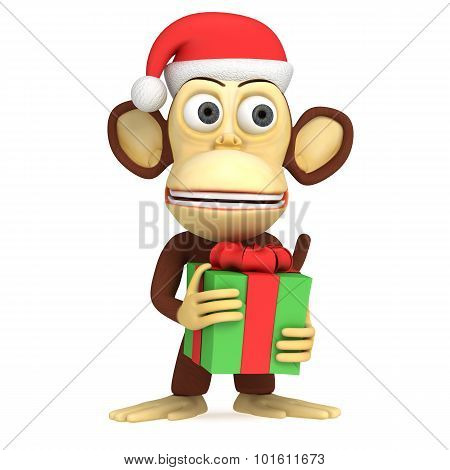 3D Funny Monkey With Gift