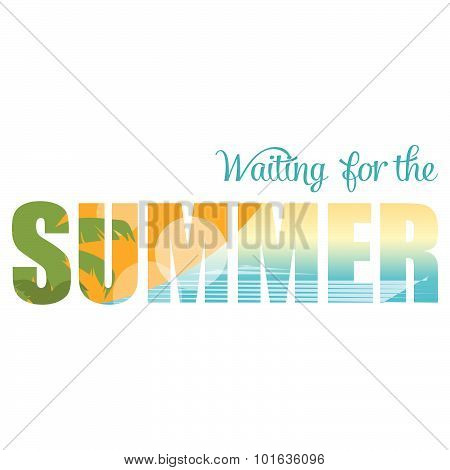 Vector Double Exposure Illustration. Waiting For The Summer