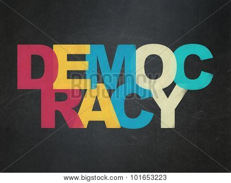 Political concept: Democracy on School Board background