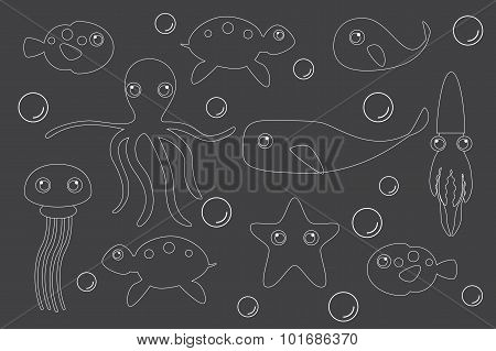 Underwater Cartoon Characters.