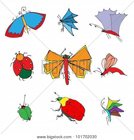 insects doodle set