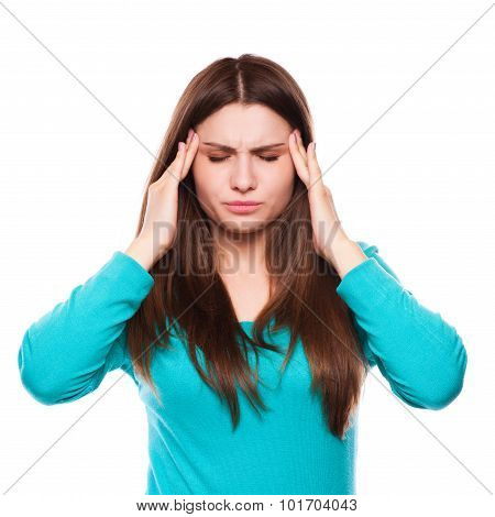 Woman With Headache, Migraine, Stress, Insomnia, Hangover