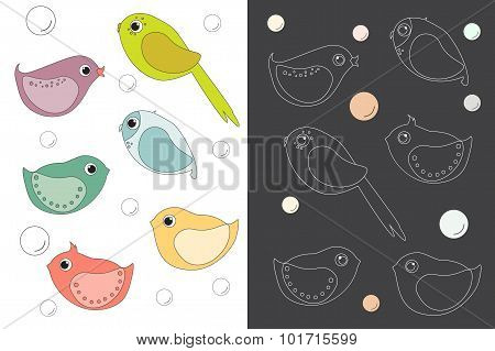 Birds. Cartoon Characters. Vector Illustration.